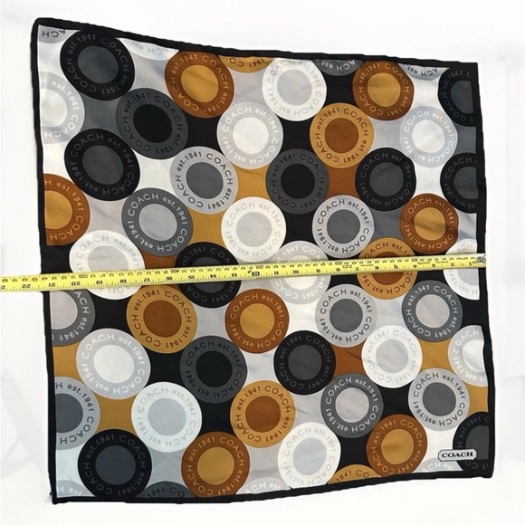 NWT Coach 100% Silk Multicolor Bandana Geometric Circle Pattern Scarf - Picture 10 of 11